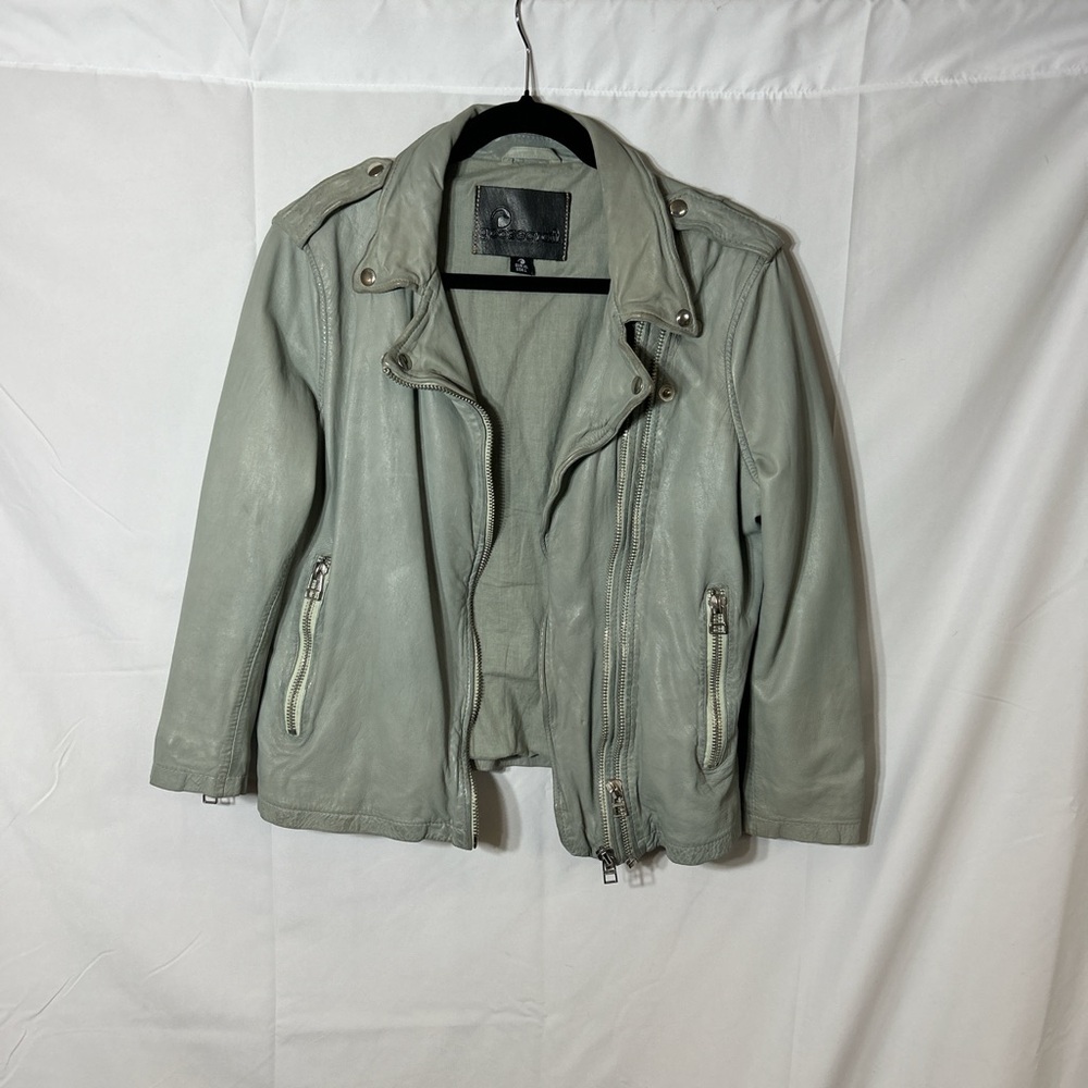 Goosecraft Women's Leather Jacket in Light Gray